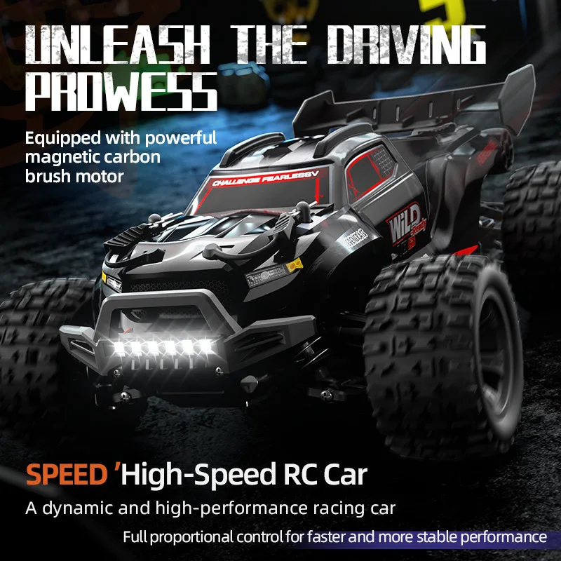 JJRC 1/18 2.4G RC 4WD Off-road High-speed Car Carbon Brush Remote Control Bright LED Lights Shock-absorbing Vehicle Kids Toys