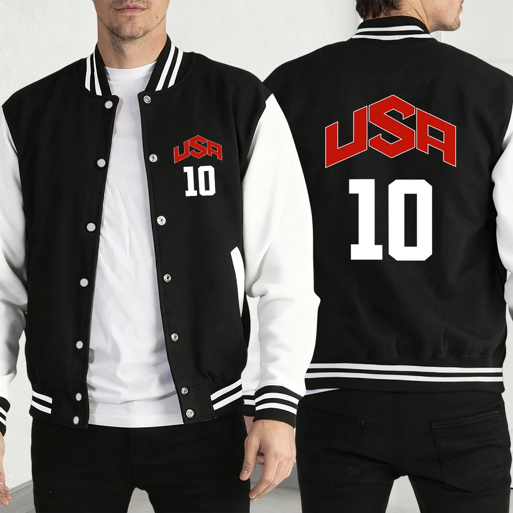 

Мужские куртки с художественными буквами США 10, модный бейсбольный трикотаж на пуговицах, повседневная мягкая американская одежда, флисовая теплая уличная одежда унисекс