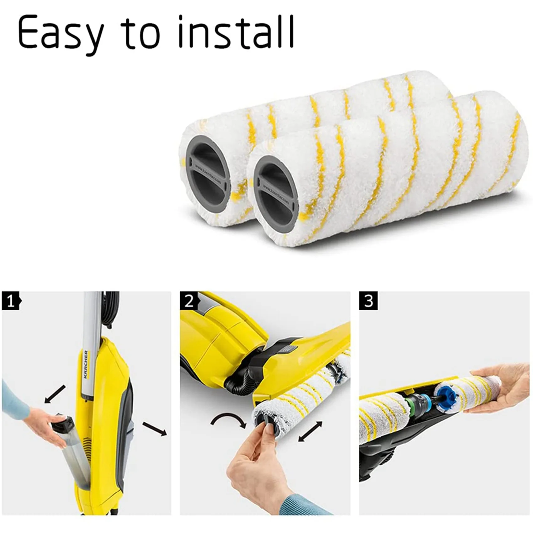 BAAJ-4 Pieces Set Of Rollers For Karcher FC5 FC7 FC3 FC3D Electric Floor Cleaner Replacement Rollers 2.055-006.0 Yellow