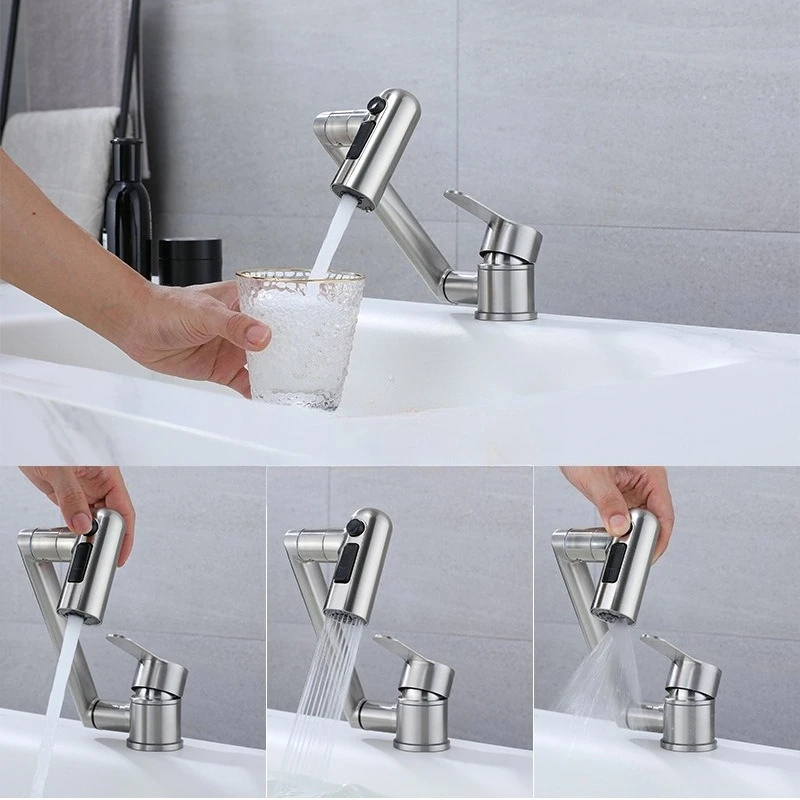 

1080 ° Поворотный смеситель для раковины, многофункциональный кран для ванной комнаты с холодной и горячей водой, кухонный смеситель для раковины, 2 режима подачи воды