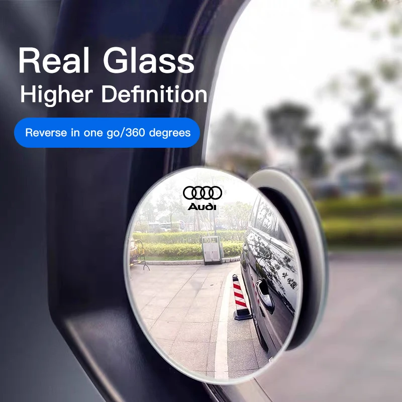 2Pcs Car Rear View  Small Round Mirror Wide Angle Adjustable For Audi Quattro A3 A4 A6 A5 Q5 A1 Q7 Q3 Q2 Q8 A7 A8 TT S1 SQ5 RSQ3