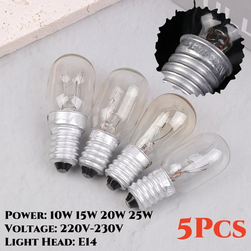 

5Pcs E14 Salt Lamp Globe Bulb 10/15/20/25W 220V-230V Incandescent Bulbs Refrigerator Oven Light Bulbs Replacement Bulbs