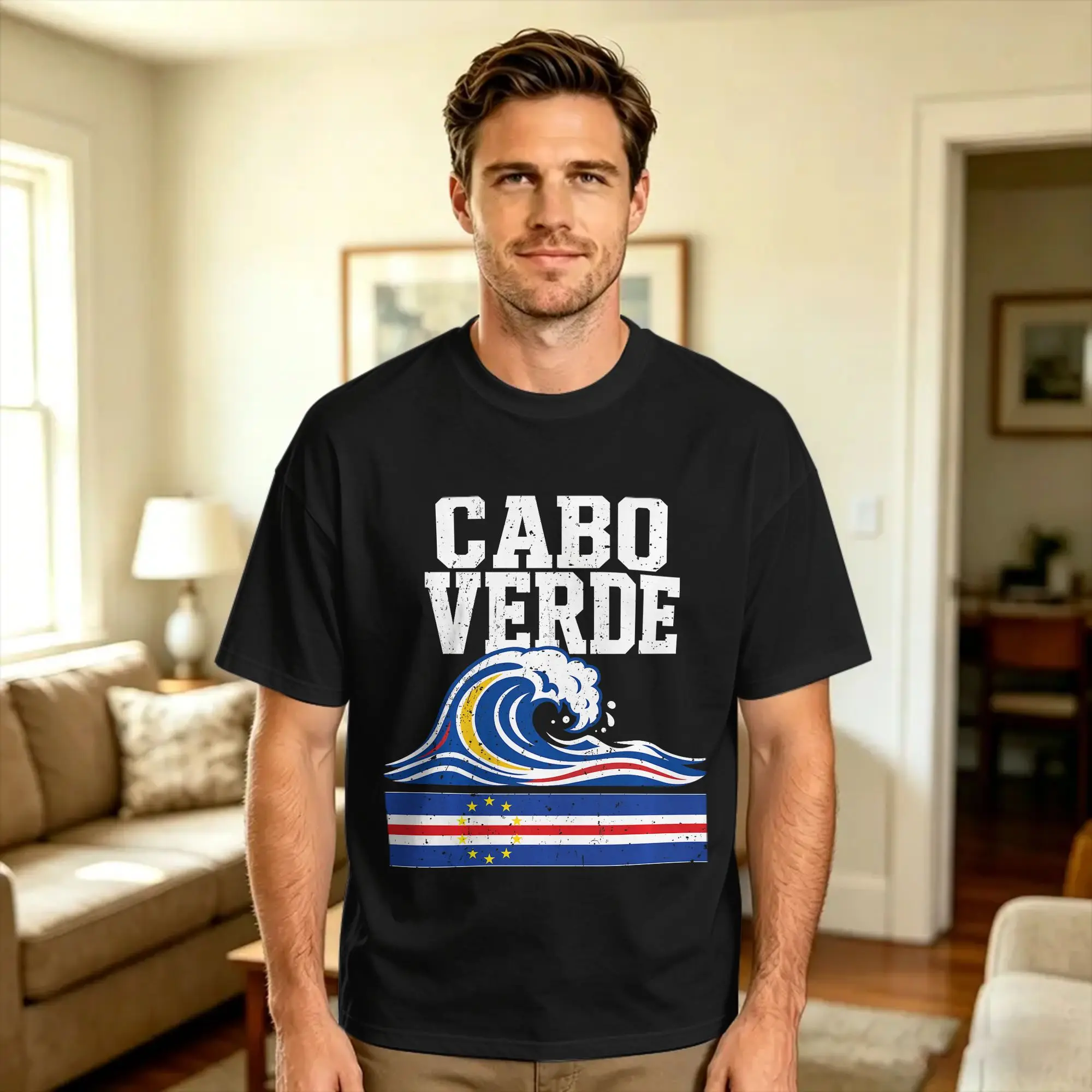 Cabo Verde Atlantic Ocean Wave Island T Shirt Beach  Hippie T-Shirts Pure Cotton Comfortable Oversized Tees Short-Sleeved Tops