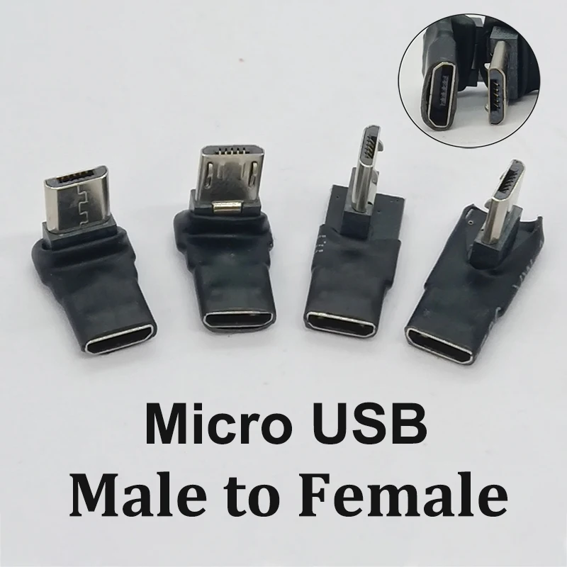 

1PCS Small Mouth MicroUSB Left and Right Elbow 90 Degree Male to Female Android Phone Tablet Charging Data Adapter