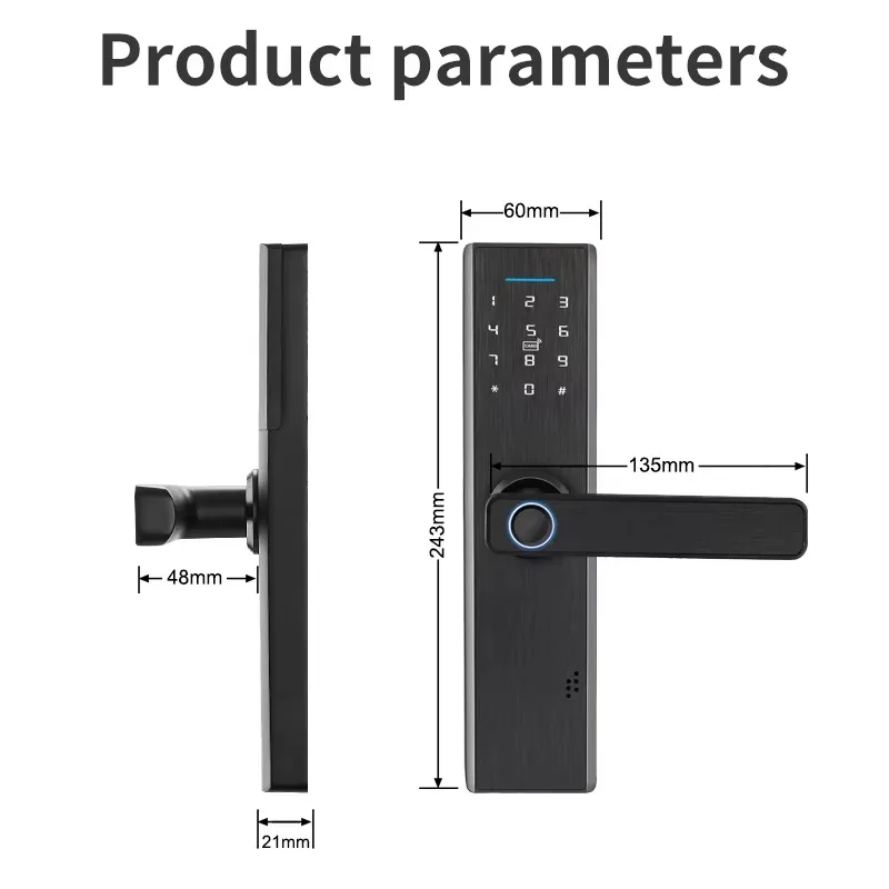 TTLock Smart Fingerprint Lock Keyless Entry with APP Anti-theft Security for 5050 Mortise Wooden Door - Keyless Card Password Ac