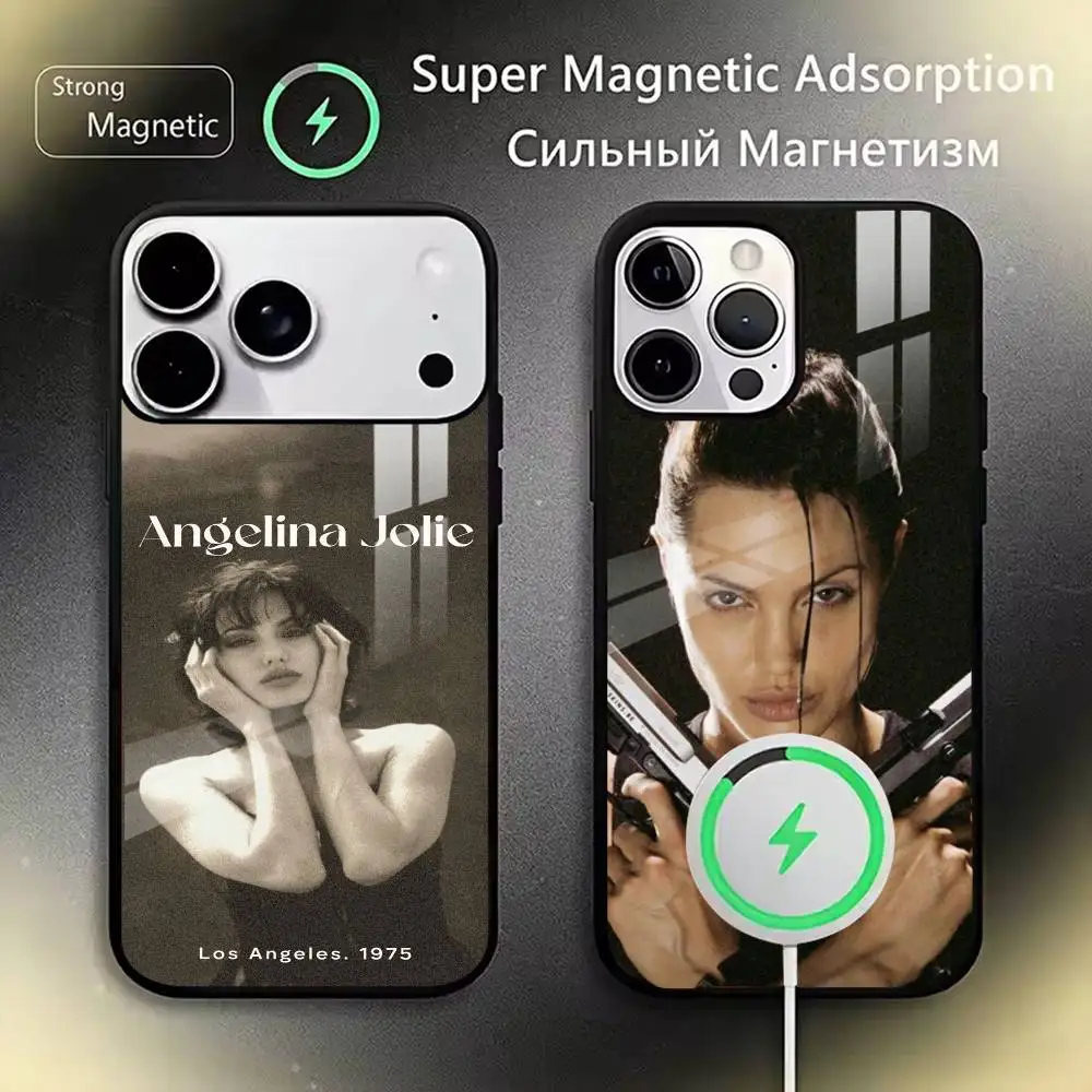 

Angelina Jolie Phone Case For iPhone17,16,15,14,13,12,11 Plus,Pro Magnetic with Magsafe Wireless Charging