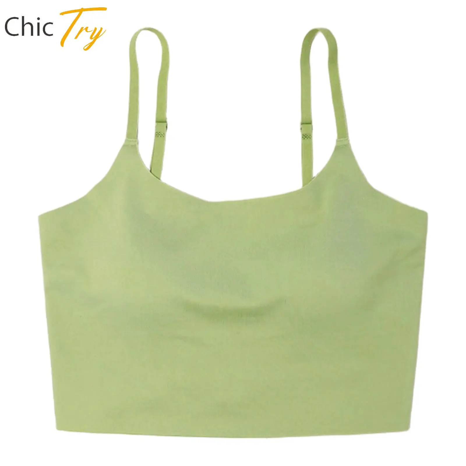 

Sport Underwear for Teens Girls Padded Bra Underwear Training Bra Soft Adjustable Spaghetti Straps Seamless Camisole Crop Top