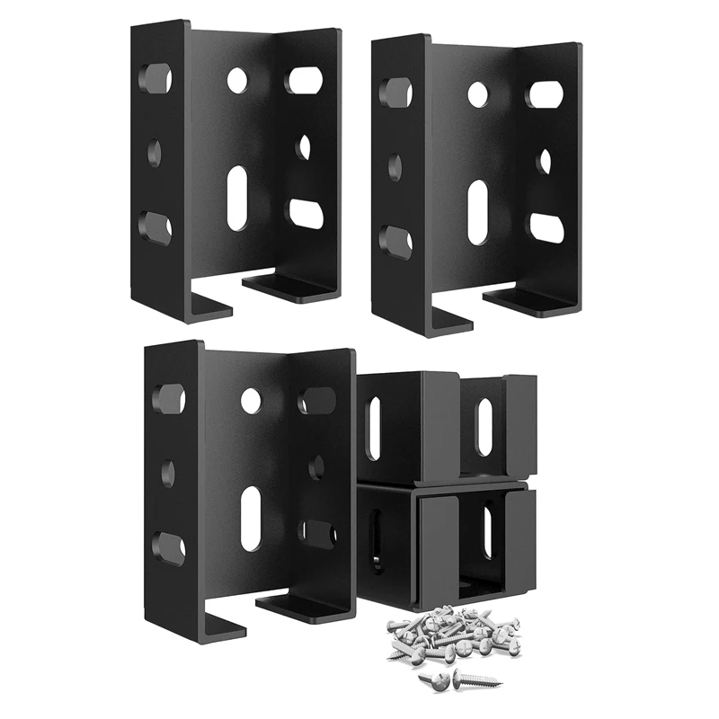 Suporte de cerca de aço carbono resistente com parafusos para painel de cerca de vinil para post kit de suporte de trilho de conexão 4 peças preto durável