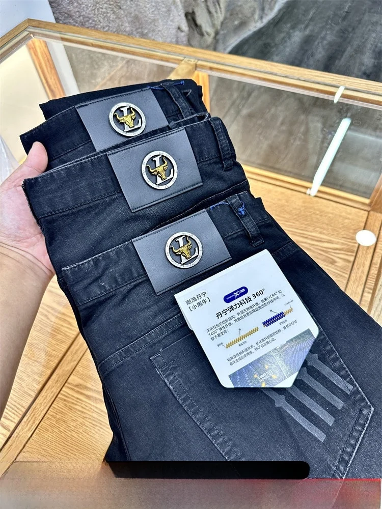 

Джинсы Wangzhao Slim Fit: повседневные тонкие мужские брюки из хлопка, полиэстера и спандекса, прямого кроя, осень 2025