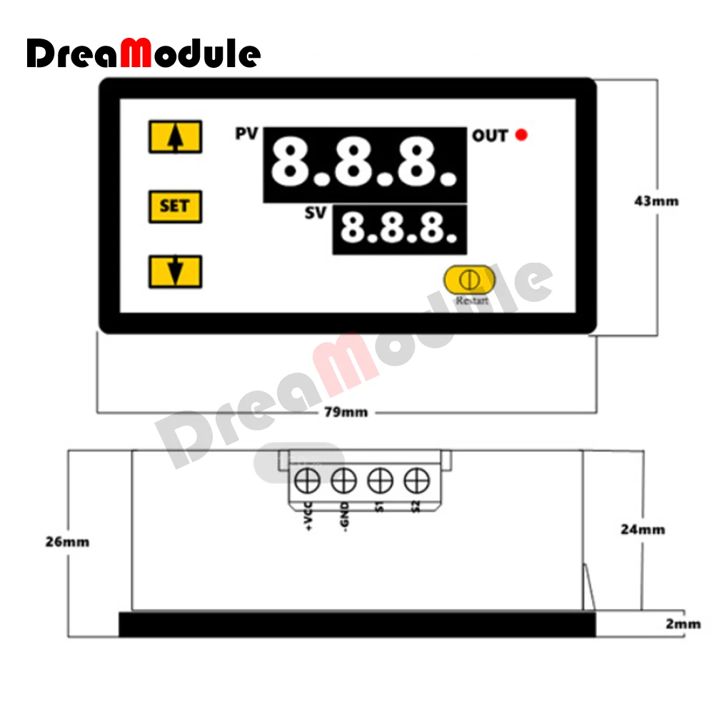 W3230 Relay Output Digital Temperature Controller -55~120℃ Thermostat Regulator Heating Cooling Control Switch 220V/ 12V/24V 20A