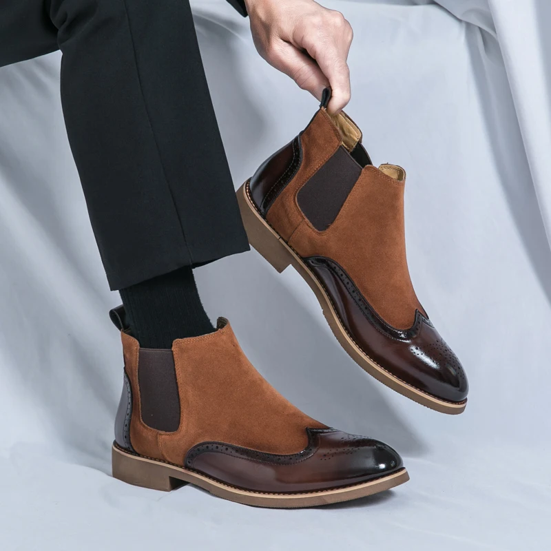 

Men's business high top leather shoes Hot selling casual styles Fashion Party Office Outdoor autumn and winter Boots 38-46