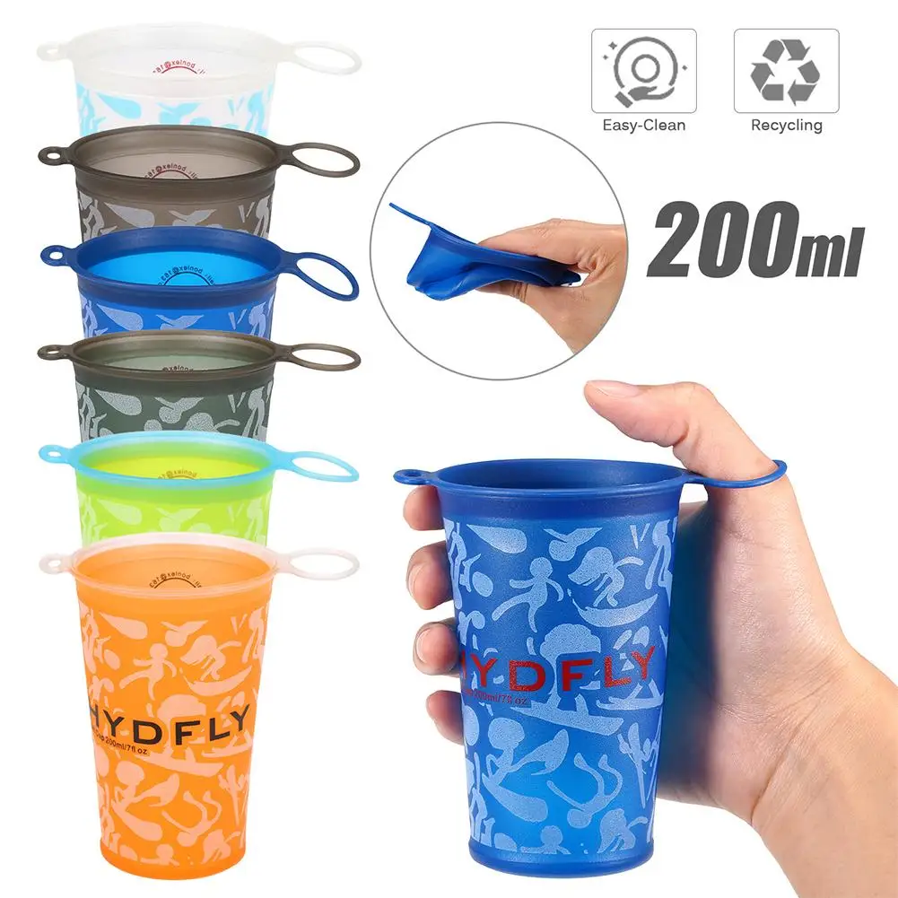 200ml Foldable Cup Portable Large-caliber Cup Mouth Tpu Soft Water Cup For Outdoor Marathon Cycling Trailing Running