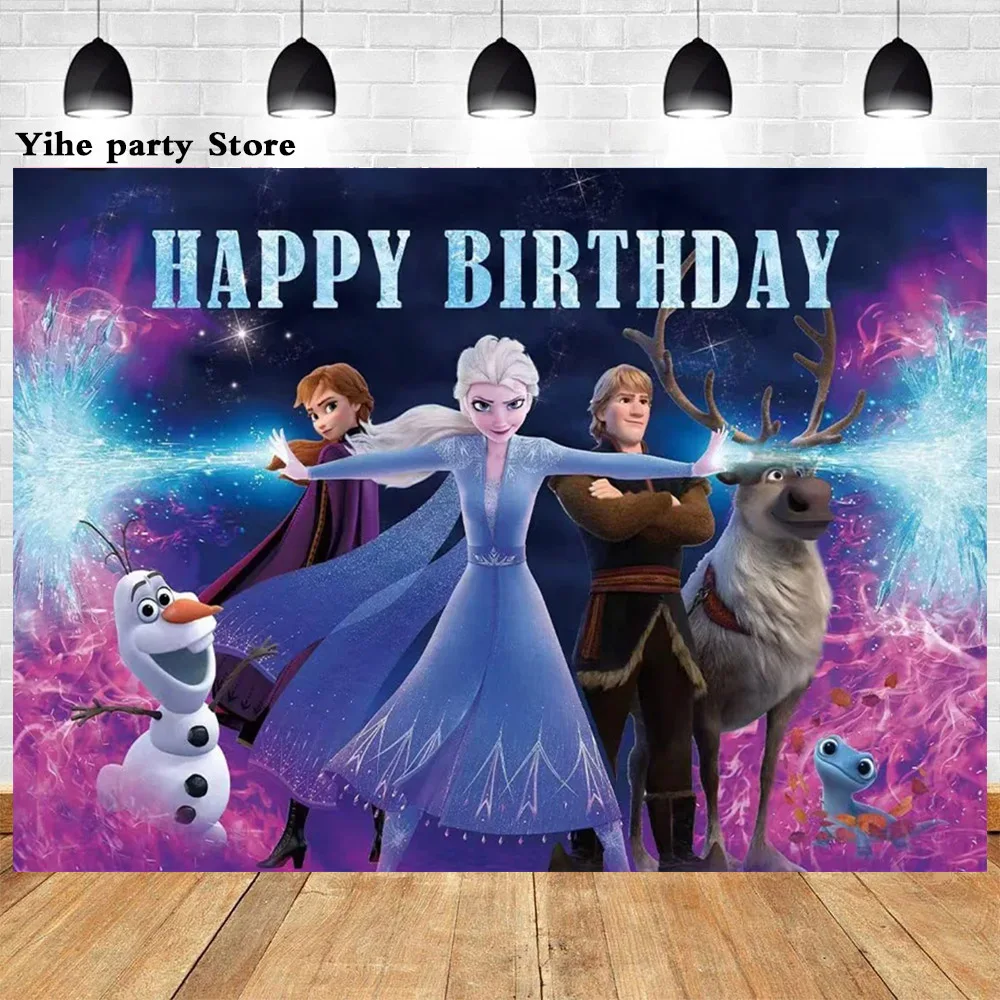 Frozen Elsa Anna Princess Theme Baby Shower Kids Birthday Party Snow Queen Winter Ice  Photography Backdrop Photo Studio Custom