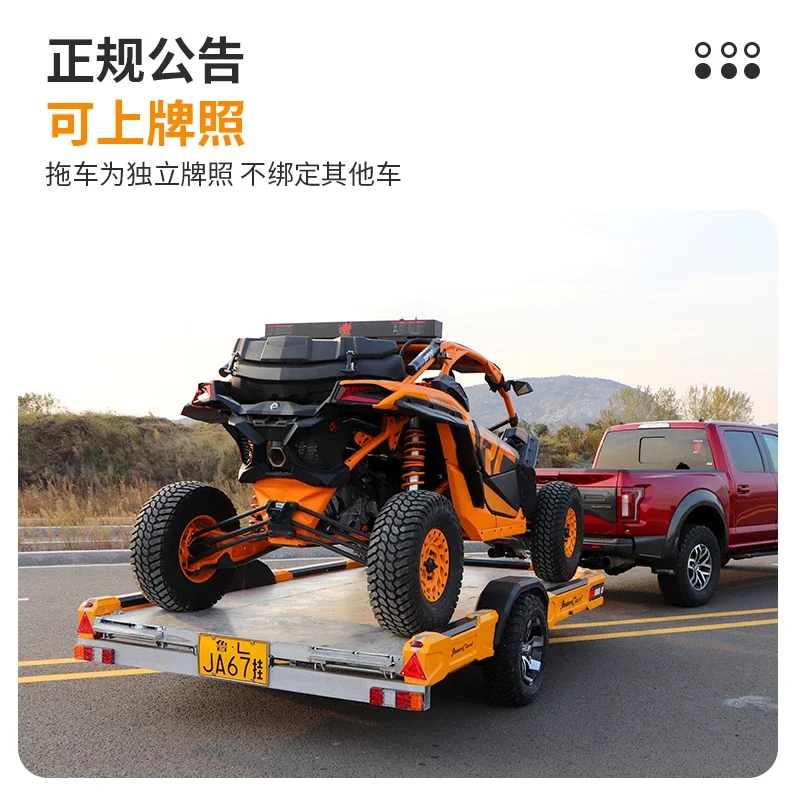 Trailer ATV/UTV Off-Road Racing Trailer, Car Sports Car Motorcycle Motorboat Excavator Flat Trailer