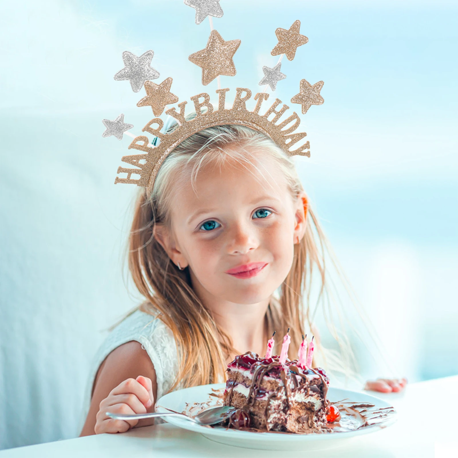 

Повязка на голову принцессы, блестящие обручи для волос со звездами для дня рождения, фестиваля, карнавала, косплея, реквизит для фотосессии, вечерние аксессуары для волос