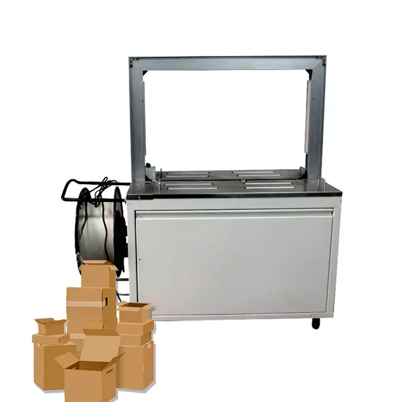 Strapping Machine for Courier Parcels with Packing Counting & Auxiliary Rollers & Efficient Packaging