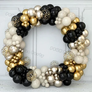 Kits Balões Arco com Confete, Decoração Aniversário, Decoração Casamento, Baptismo e Graduação, Preto e Dourado, Prata e Bege 10 principais vendas baloes bege - №7