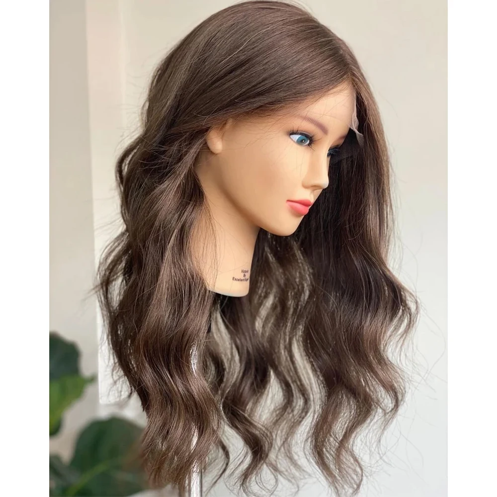 

Glueless Long Soft 28inch Brown Body Wave 5x5 Silk Base Jewish Human Hair Wig With Baby Hair HD Lace European Hair Preplucked