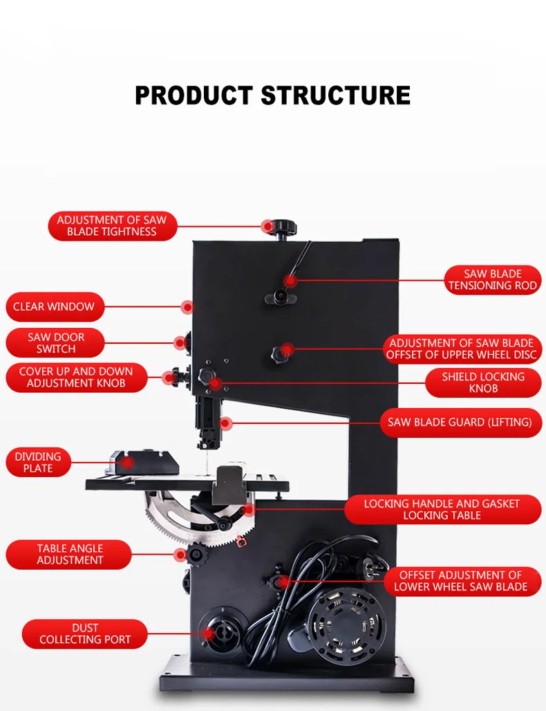 2026 9 inch 350W Electric Wood Saw Multi-angle Sawing Circular Machine Wood Cutting Machine Carpentry Woodworking Jig Saw Table