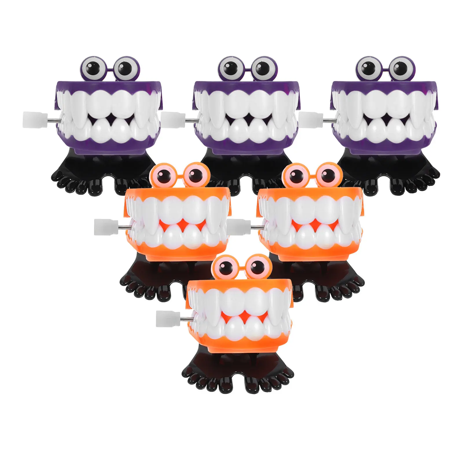 6pcs Ghost Teeth Wind Up Toys – Funny Moving Eyes & Feet, Stress Relief Fun for Kids