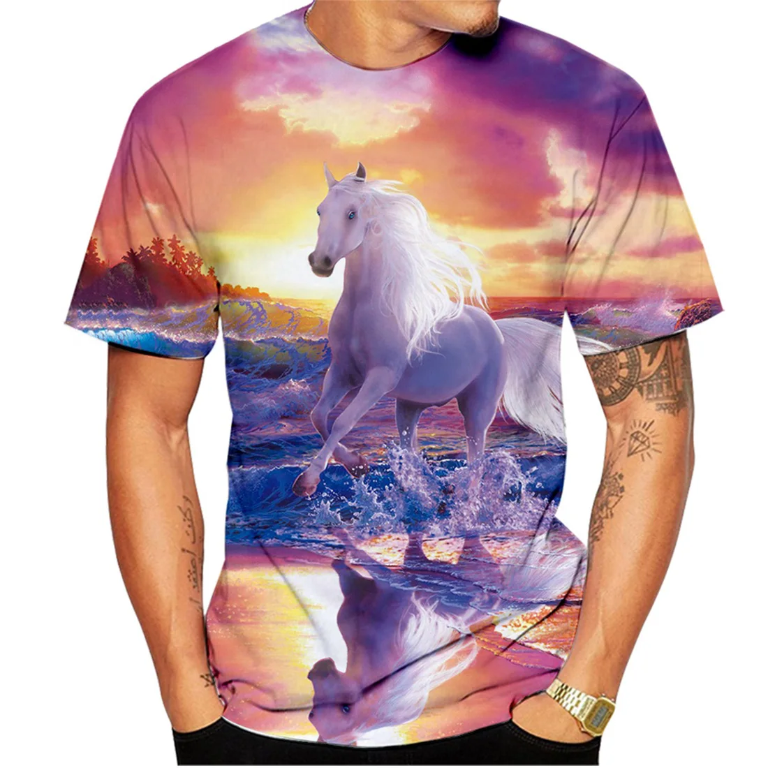 

Men's PLUS Size T-Shirts New Fashion Men Women 3d Tshirt Printied Animal Horse Creative Casual T Shirts for Men Funny Plus Size