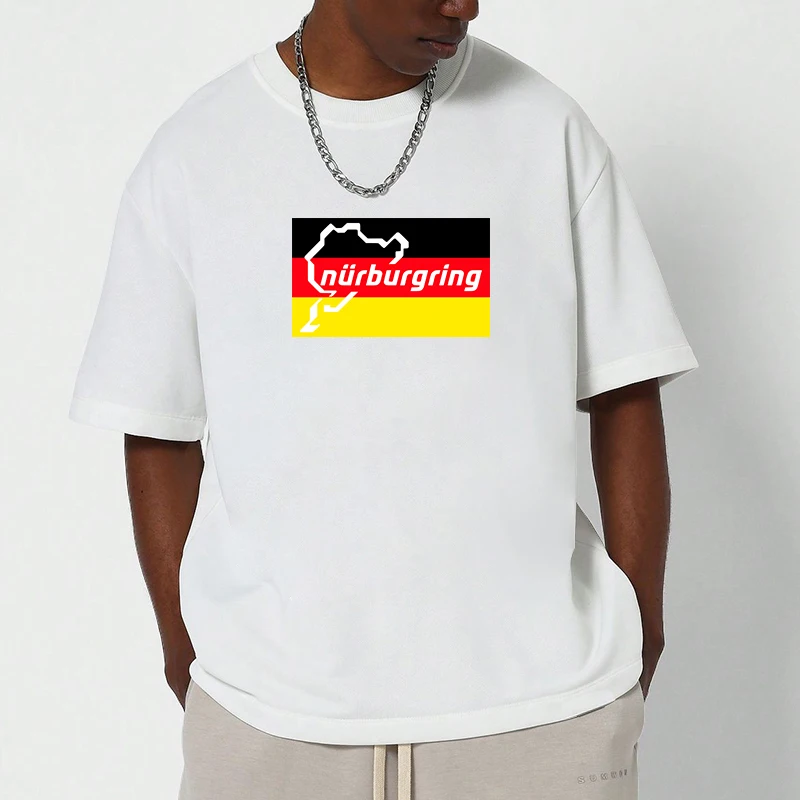 

Men's Cotton T-shirt Oversize Vintage N-Nurburgring New in Tops and T-shirts Short Sleeve Tee Streetwear Graphic Gifts for Men