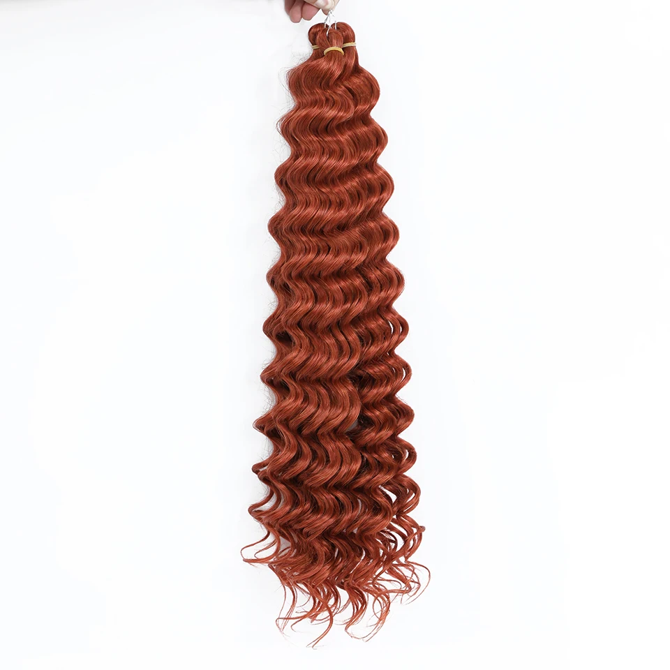 Tiefe Welle Twist Flechten Haarverlängerungen für Frauen Hochwertige synthetische Häkelzöpfe Haar 24 Zoll Ombre Bug Braun Afro Locken – Detail 6