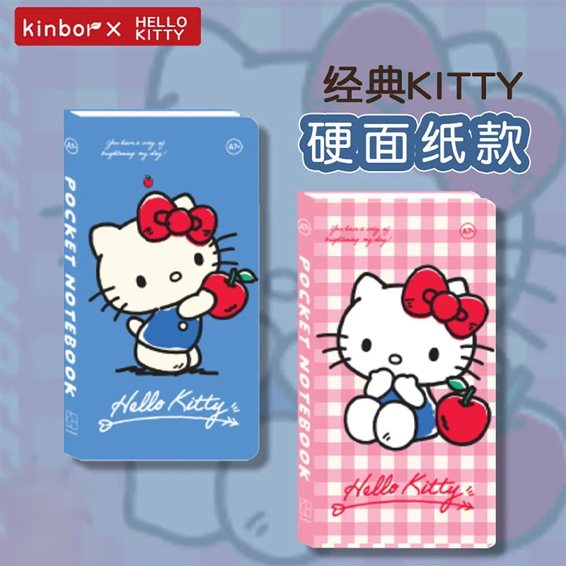 kinbor x Sanrio A7 Mini Libreta de Bolsillo Clásica Hello Kitty, 72 Hojas Cuadrícula y Páginas en Blanco, Planificador Diario, Bonito Cuaderno de Notas, Pequeño Diario
