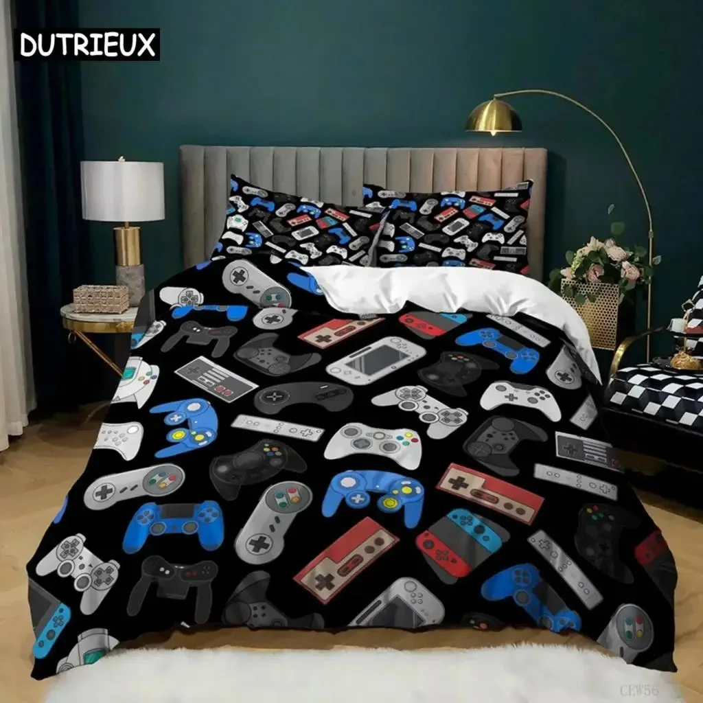 Gamer Duvet Cover for Boys,Game Controller Quilt Cover KingQueen size,cool Gamepad Bedding Set Boys Teen,Modern Gamer Bedding