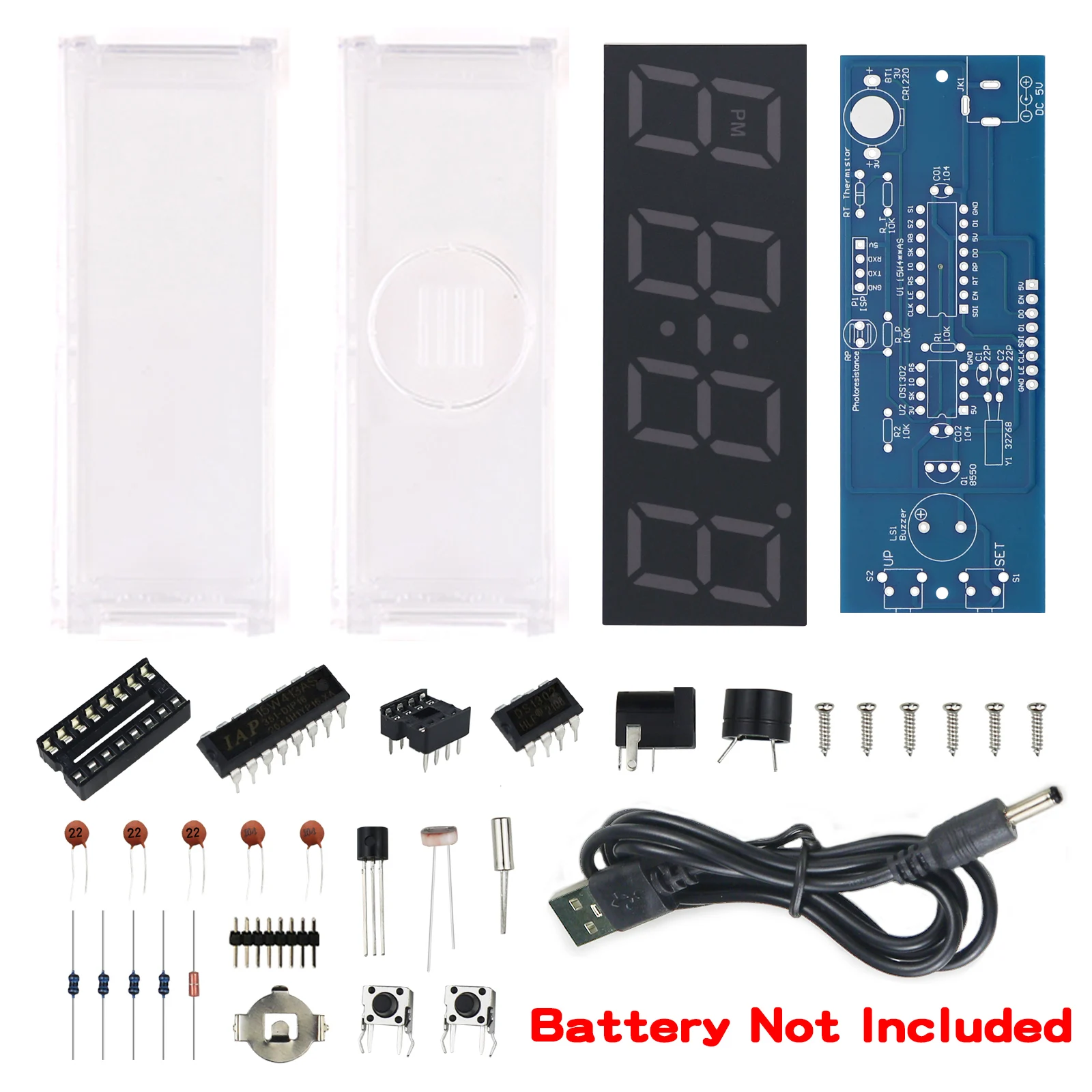 DIY zestaw elektroniczny zegar LED mikrokontroler zestaw cyfrowy zegar czas światła/kontrola światła termometr czerwony/niebieski/zielony/biały