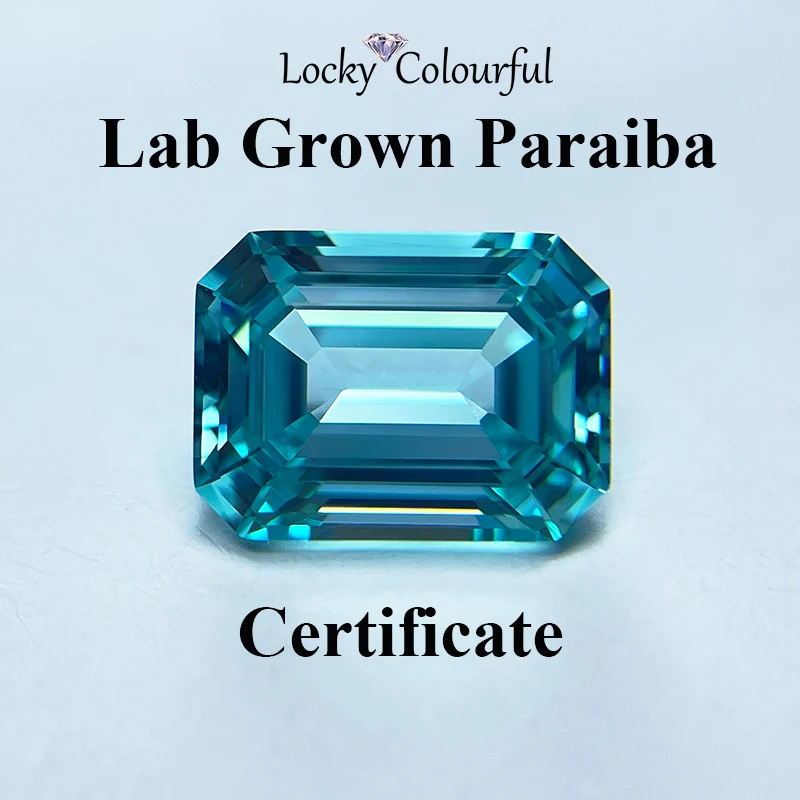 Lab Grown Paraiba Emerald Cut Top Quality Charms Selectable AGL Certificate beads for DIY Jewelry Making Bracelet Main Materials