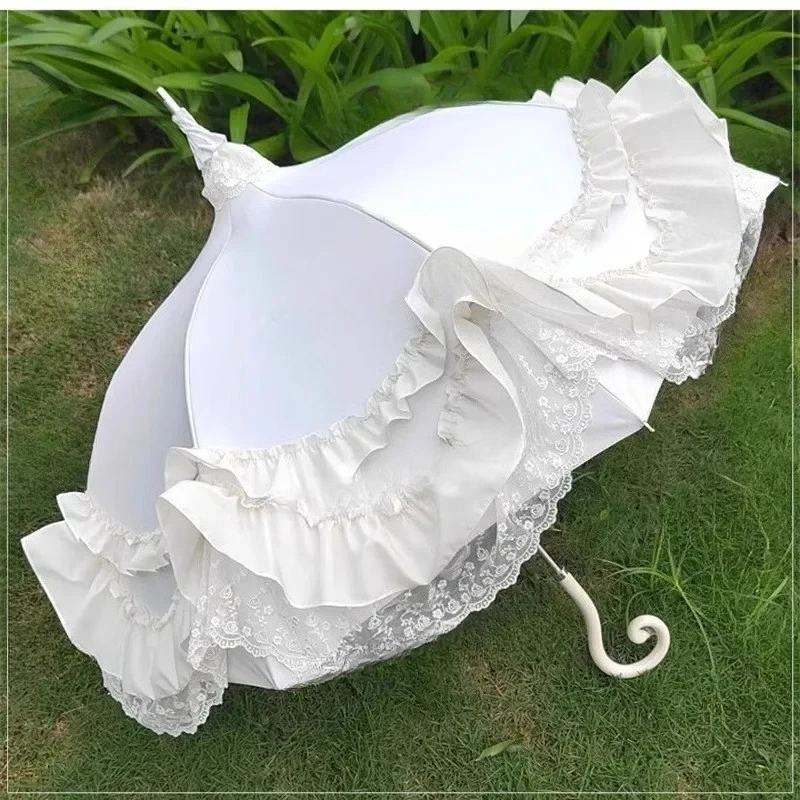 Pagoda Lace Colored Glue Sunscreen Umbrella for Ladies - A High-Value Accessory for Lolita, Flower, and Wedding Photography