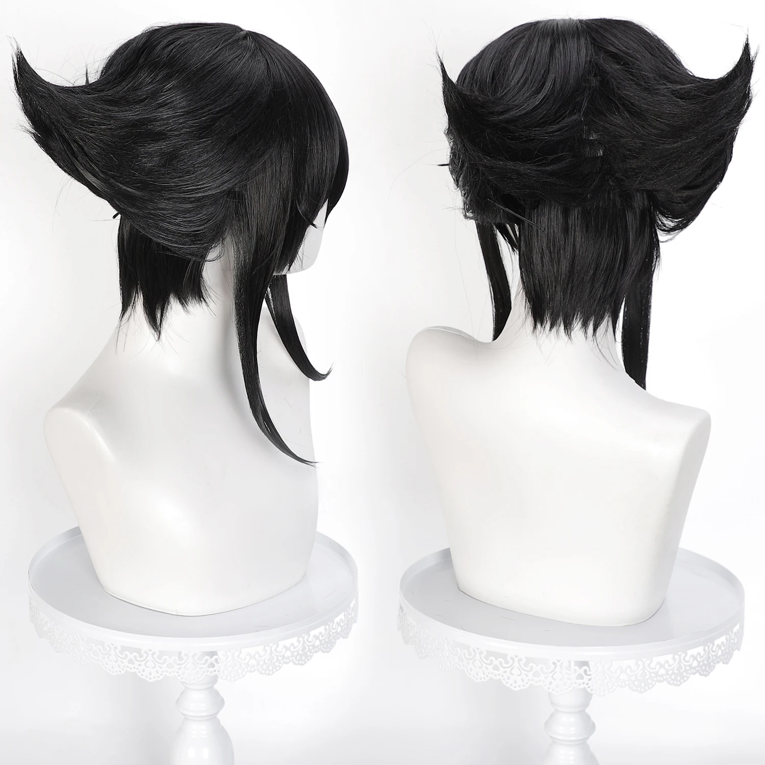 Arknights Entelechia Pre Styled Cos Wig Black Short Flipped Hair Simulation Scalp Synthetic Hair For Party Comic Con Role Playin