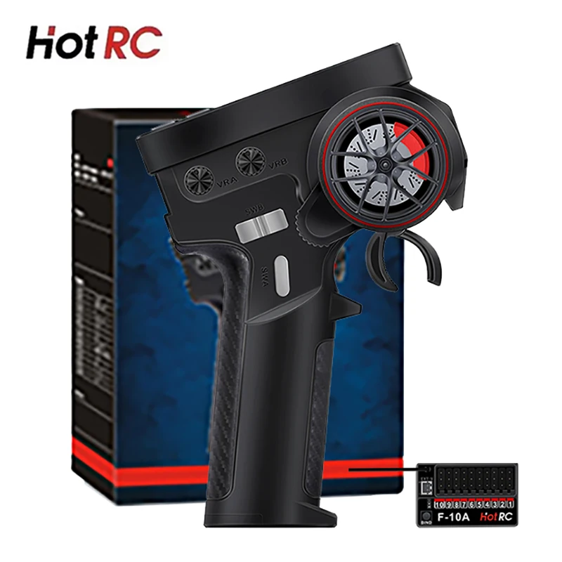 

HOTRC CT-10B 2,4G 10-канальный передатчик с цветным экраном, пульт дистанционного управления с приемником F-10A для радиоуправляемой игрушечной машины, лодки, робота «сделай сам»
