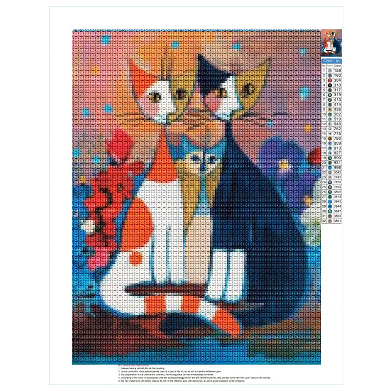 5D DIY Diamond Painting Magical Abstract Cat Full Round Diamond Mosaic Animal Diamond Embroidery Kit Rhinestone Home Decoration