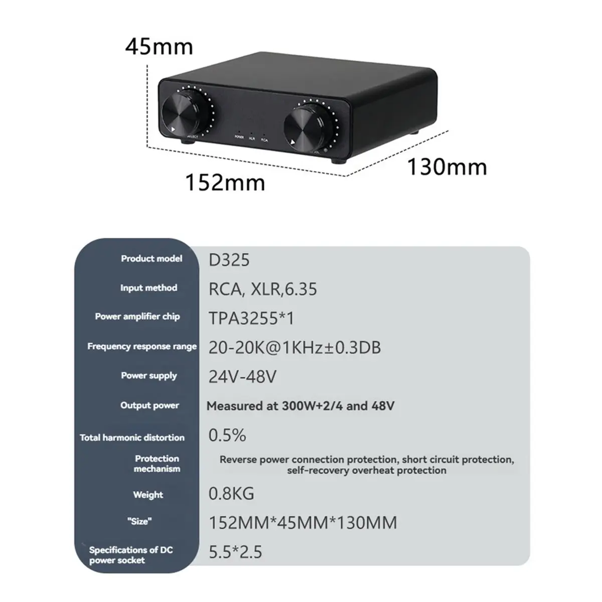 (BAAY) Placa Amplificadora de Potência Bluetooth D325 300W Bluetooth 5.4 Módulo Amplificador de Áudio Digital KTV
