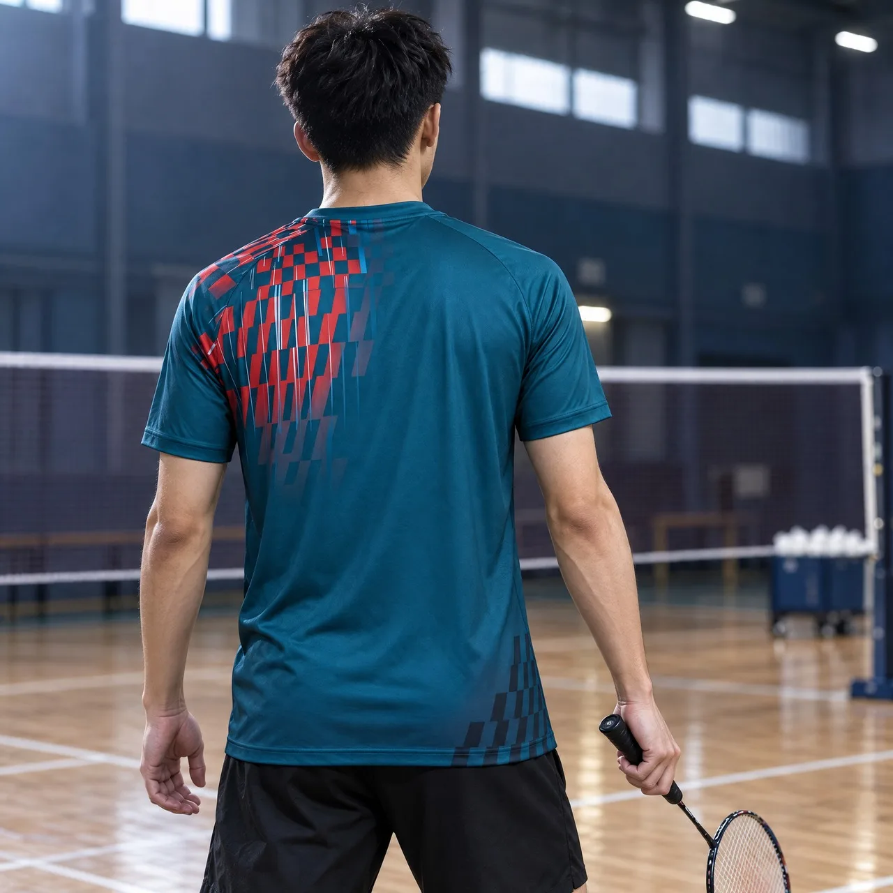 YONEX Men Badminton T Shirt Quick Dry Breathable Short Sleeve Geometric Print Training Competition Sport T-Shirt