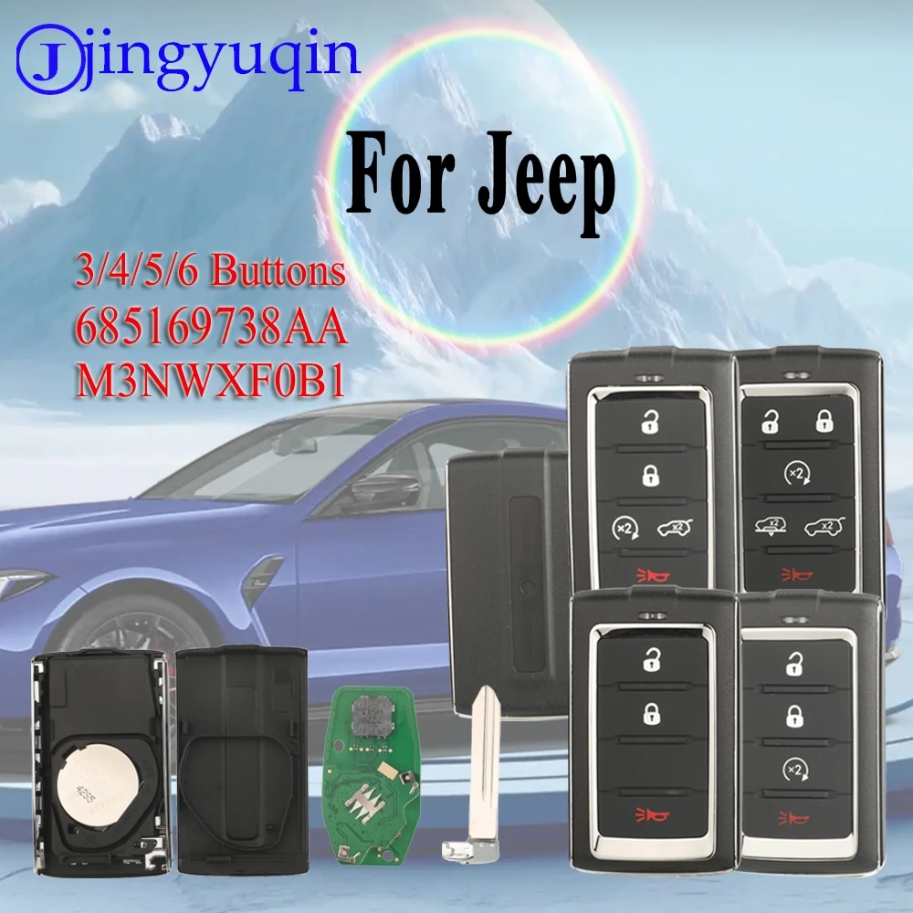 

Кнопки jingyuqin 3/4/5/6 для Jeep Grand Wagoneer 2021-2022 685169738AA/M3NWXF0B1, смарт-карта, удаленный автомобильный ключ, долговечность качества