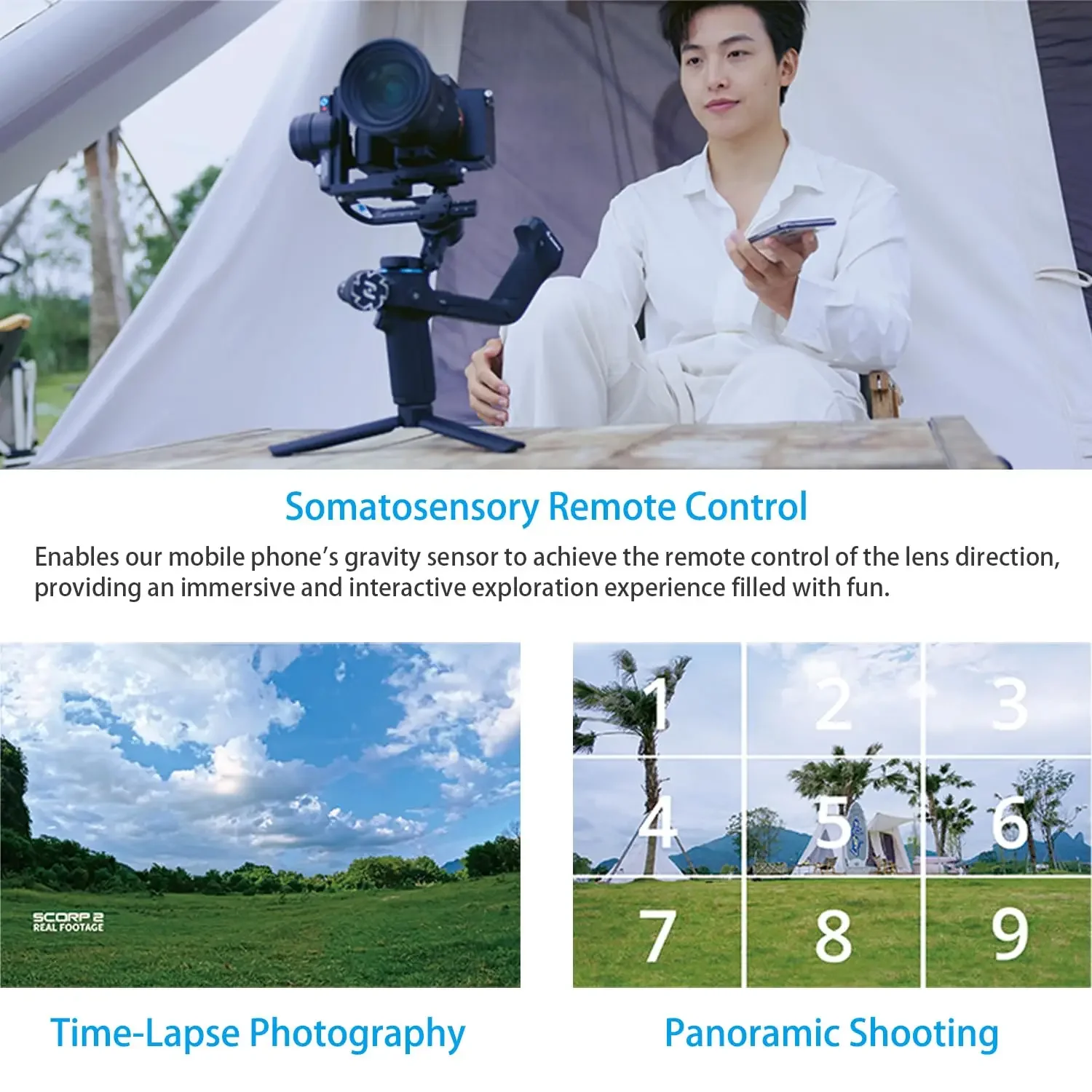 Feiyutech-Stabilisateur de caméra sans miroir Scorp 2 DSLR, capteur de suivi AI intégré, écran tactile 3 axes, prise de vue verticale, cardan