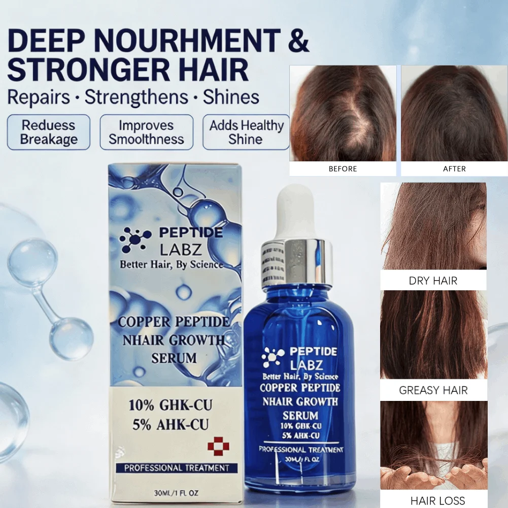 GHK‑CU Copper Peptide Hair Growth Serum Anti‑Hair‑Loss Repair Damaged Hair For Thinning Sensitive Scalp 30ml Hair Care