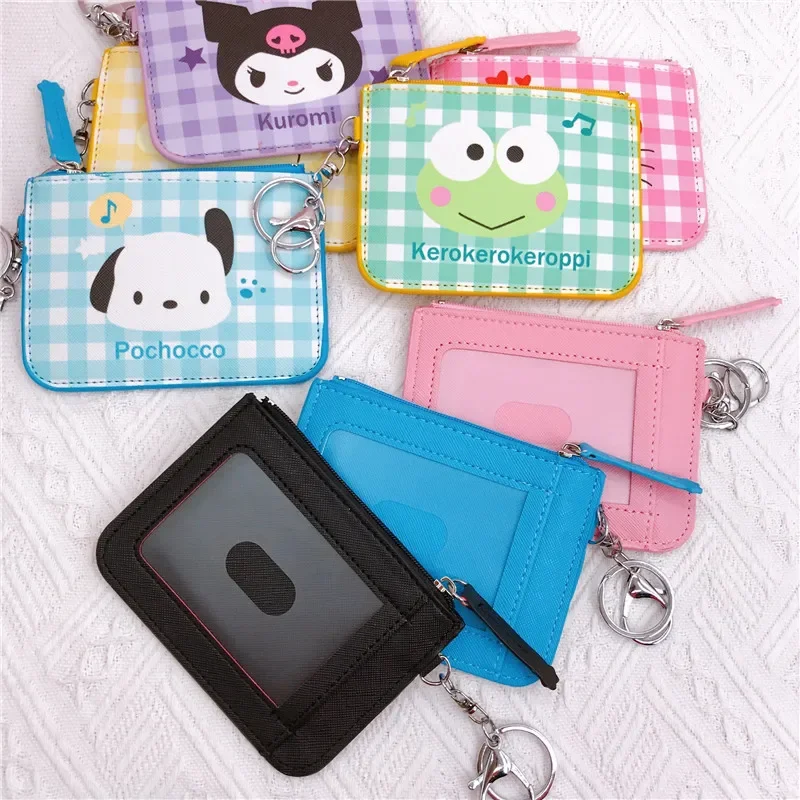 Sanrio Kuromi Hello Kitty Coin Purse Cinnamoroll Melody Children Card Holder Girls Wallet Kawaii Keroppi Pompom Purin Boys Bags