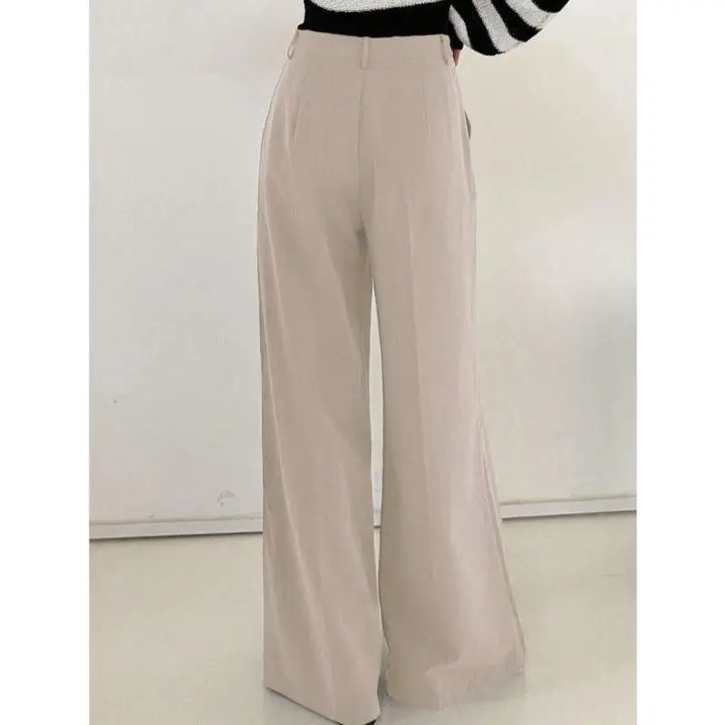 กางเกงขายาวทรงหลวมสำหรับผู้หญิง สีพื้น เรียบง่าย สวมใส่สบาย แฟชั่น ไซส์ใหญ่