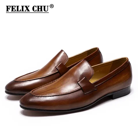 Felix chu designer de moda masculina mocassins couro artesanal preto marrom casual sapatos de negócios festa casamento calçados masculinos
