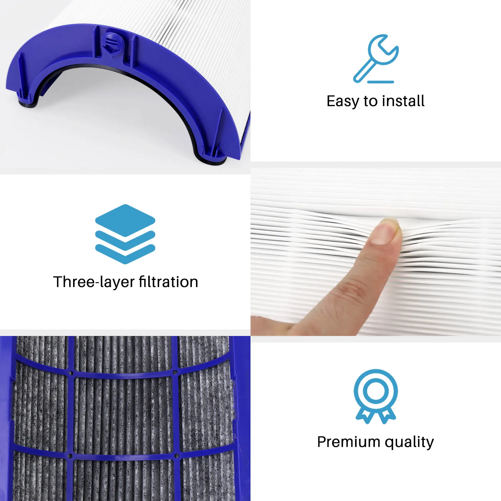 

Better Quality HEPA Filter Replacement Part for Dyson TP06 HP06 PH01 PH02 Air Purifier True HEPA Filter Set Compare to Part 9703
