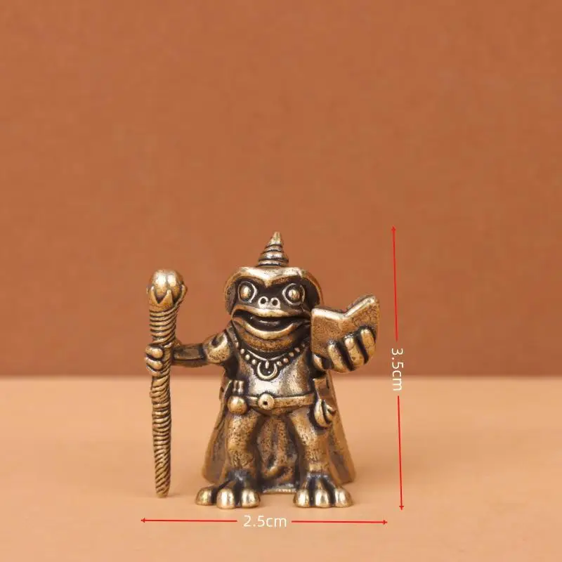Solid Brass Frog Wizard Statue Handcrafted Retro Design Fine Details For Home Decor Collection Gifts