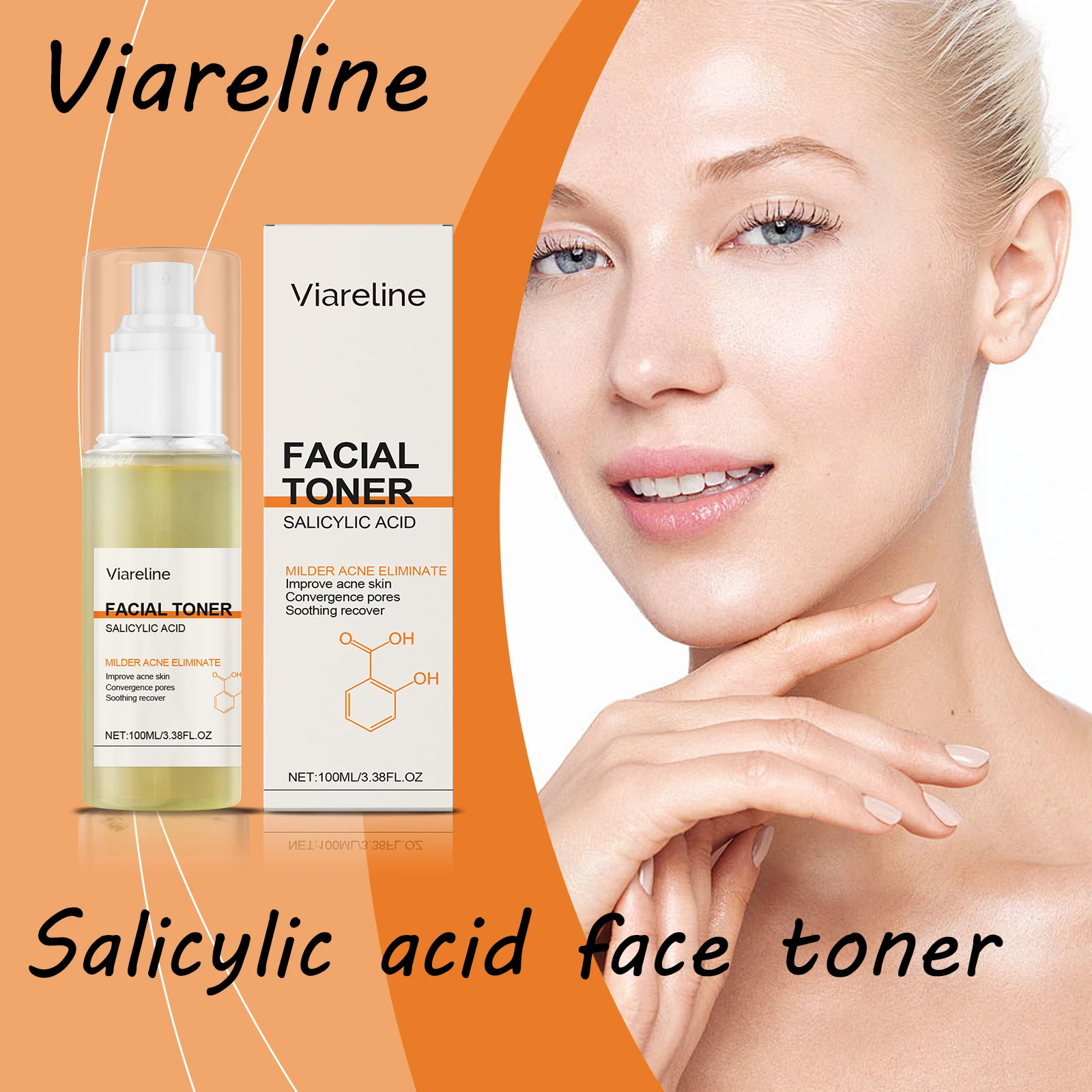

Viareline Salicylic Acid Face Toner Reduce Redness Moisturizing Acne Treatment Improve Roughness Oil Control Daily Face Toner