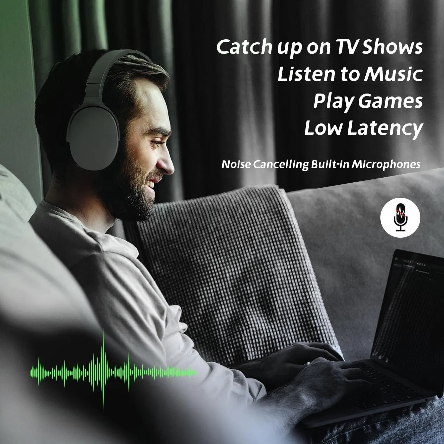 سماعات رأس لاسلكية P2961 بلوتوث ، سماعات ستيريو HiFi ، فوق الأذن ، سماعات أذن رياضية حقيقية للاعبين ، TF ، AUX ، مشغل موسيقى مع هدايا ميكروفون