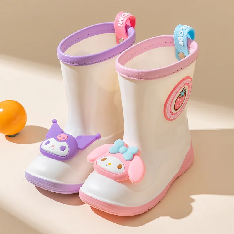 Kuromi Child Kawaii Cartoon Rain Boots Anti-Slip Boy Girl Water Shoes Cinnamoroll Middle Tube Anime Rain Boots Hello Kittys