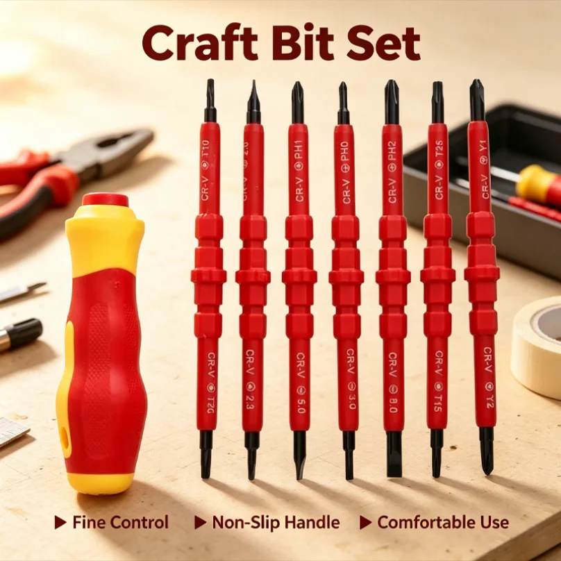10Pcs Interchangeable Blade Insulated Screwdriver Set with Case Magnetic 500V Home and Professional Use Electricians Tools