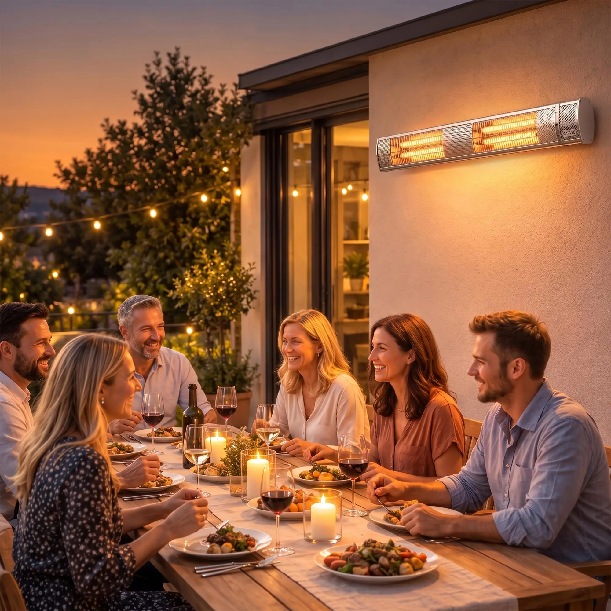 3000W Carbon Infrared Electric Patio Heater with Remote 3 Heat Settings Wall-Mounted for Indoor/Outdoor Use Weather Resistant Fast & Quiet Heating